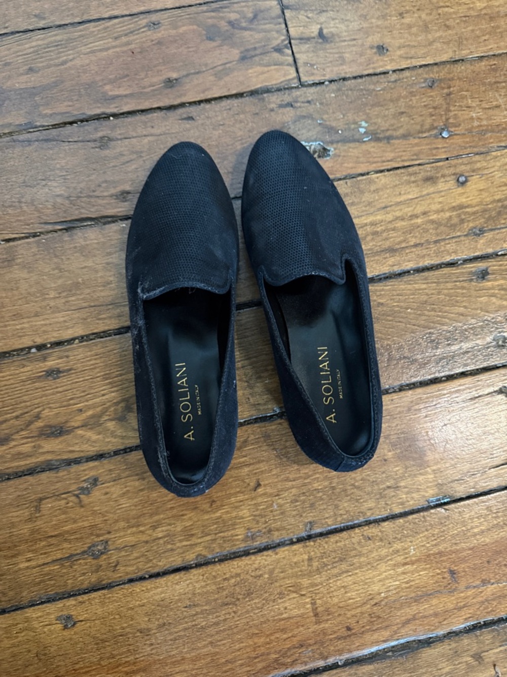 A.Soliani Women’s Black Slip-On Loafers